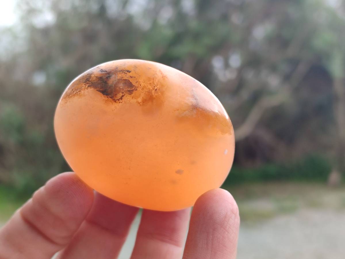 Polished Orange Twist Calcite Galets x 12 From Maevantanana, Madagascar - Toprock Gemstones and Minerals 