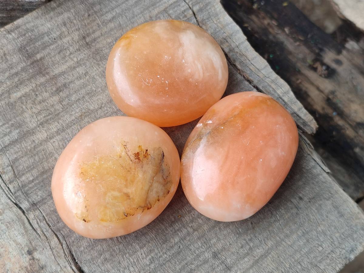 Polished Orange Twist Calcite Galets x 12 From Maevantanana, Madagascar - Toprock Gemstones and Minerals 