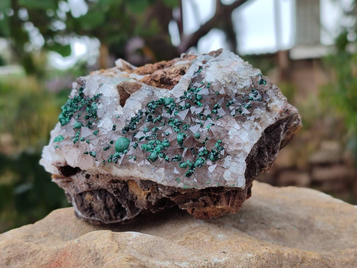 Natural Crystalline Ball Malachite and Quartz On Dolomite Matrix Specimens x 2 From Kambove, Congo - Toprock Gemstones and Minerals 