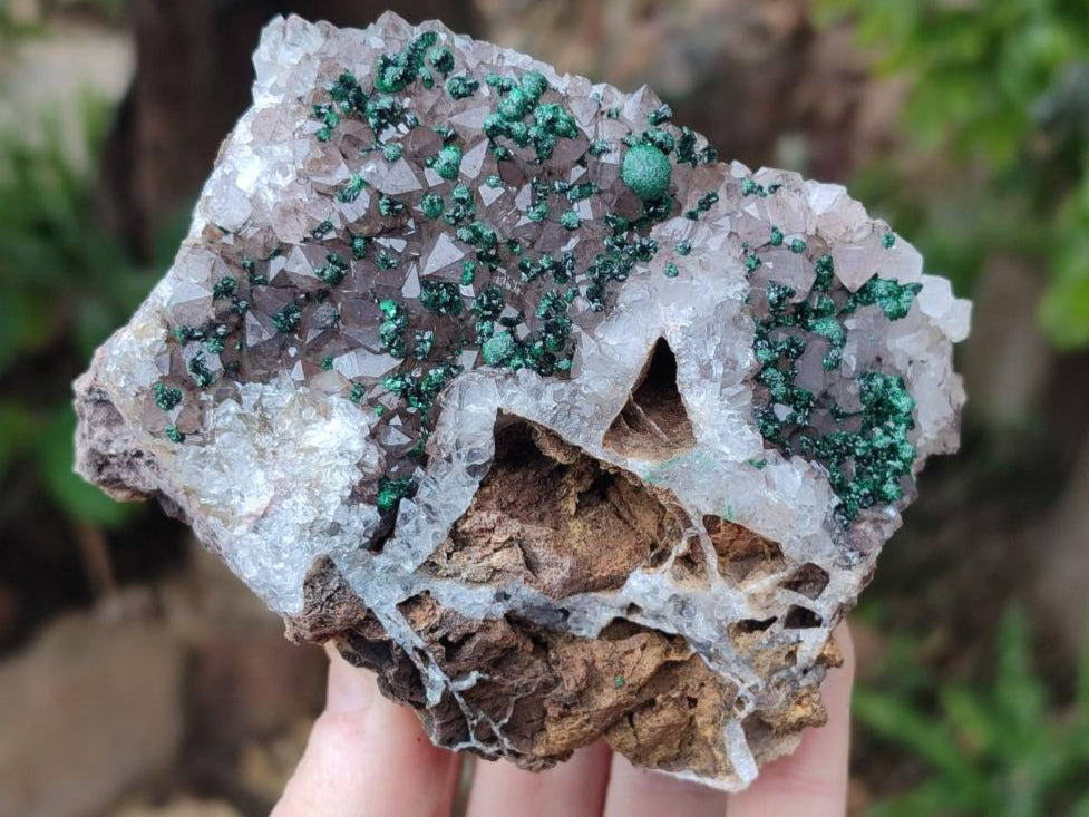 Natural Crystalline Ball Malachite and Quartz On Dolomite Matrix Specimens x 2 From Kambove, Congo - Toprock Gemstones and Minerals 