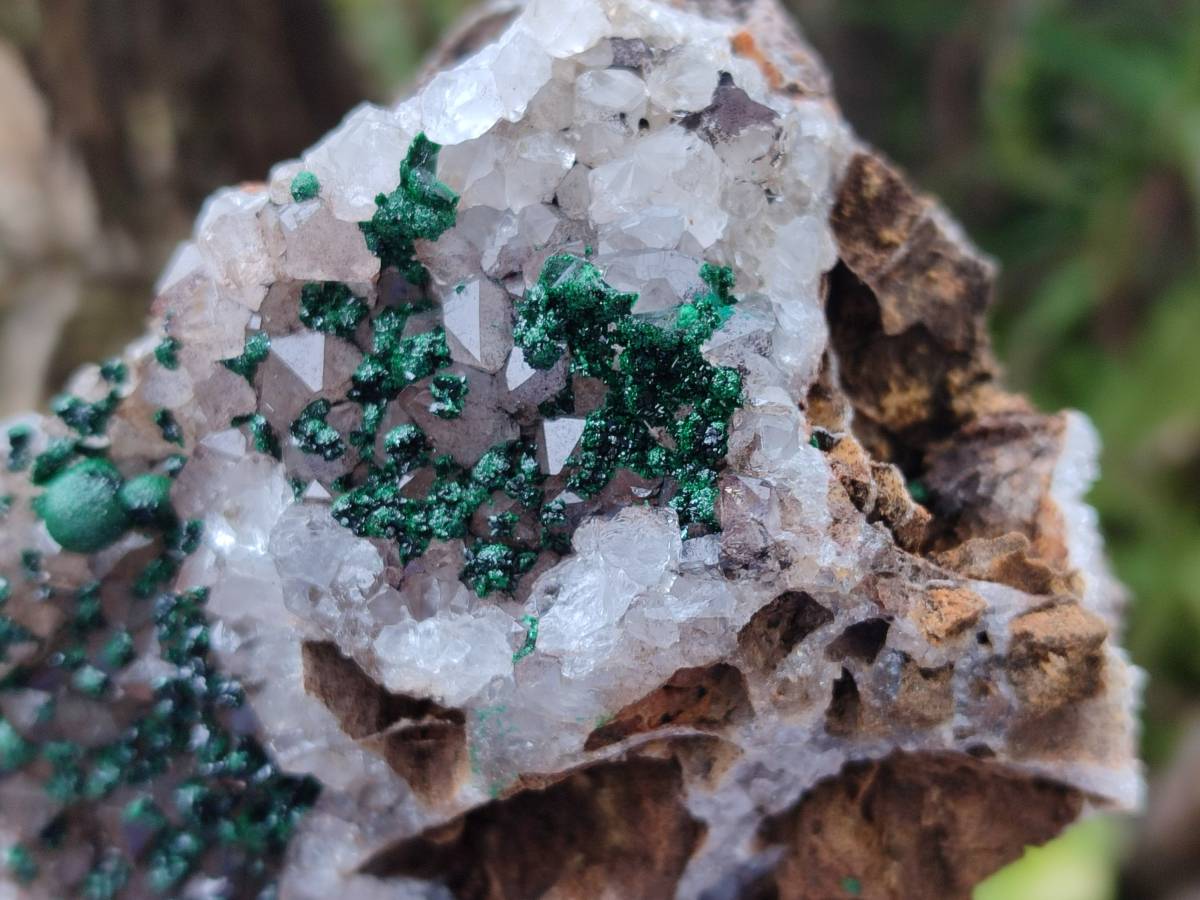 Natural Crystalline Ball Malachite and Quartz On Dolomite Matrix Specimens x 2 From Kambove, Congo - Toprock Gemstones and Minerals 