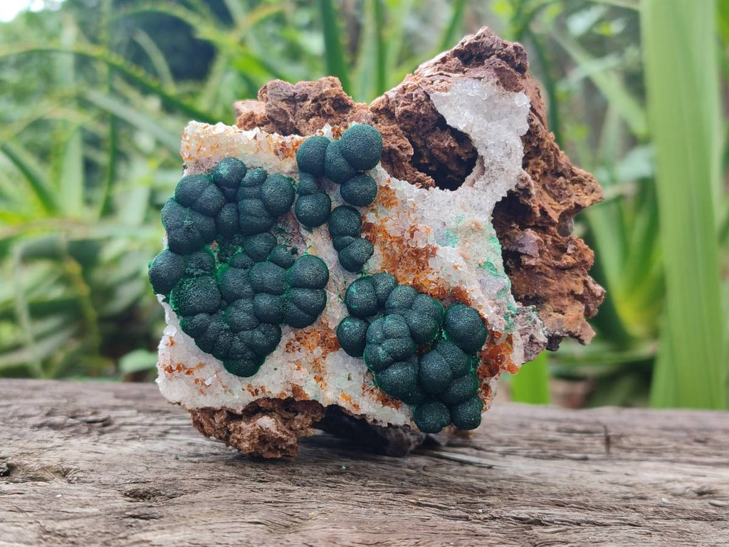 Natural Crystalline Ball Malachite and Quartz On Dolomite Matrix Specimens x 2 From Kambove, Congo - Toprock Gemstones and Minerals 