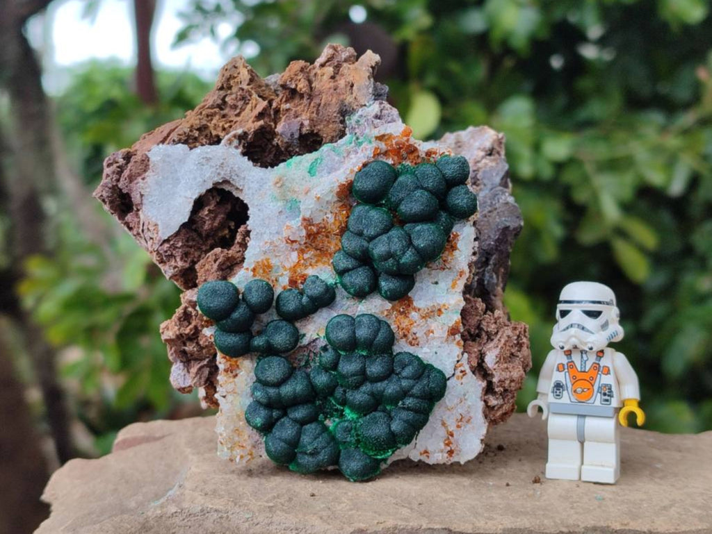Natural Crystalline Ball Malachite and Quartz On Dolomite Matrix Specimens x 2 From Kambove, Congo - Toprock Gemstones and Minerals 