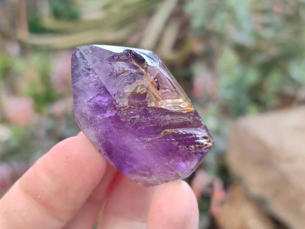 Polished Window Amethyst Crystals x 12 From Akansobe, Madagascar - Toprock Gemstones and Minerals 