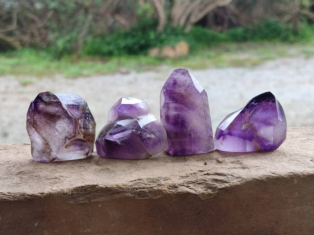 Polished Window Amethyst Crystals x 12 From Akansobe, Madagascar - Toprock Gemstones and Minerals 