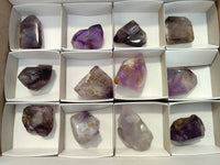 Polished Window Amethyst Crystals x 12 From Akansobe, Madagascar