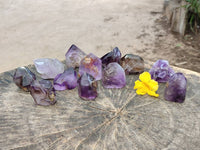 Polished Window Amethyst Crystals x 12 From Akansobe, Madagascar
