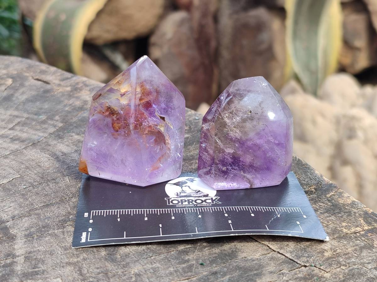 Polished Window Amethyst Crystals x 12 From Akansobe, Madagascar - Toprock Gemstones and Minerals 