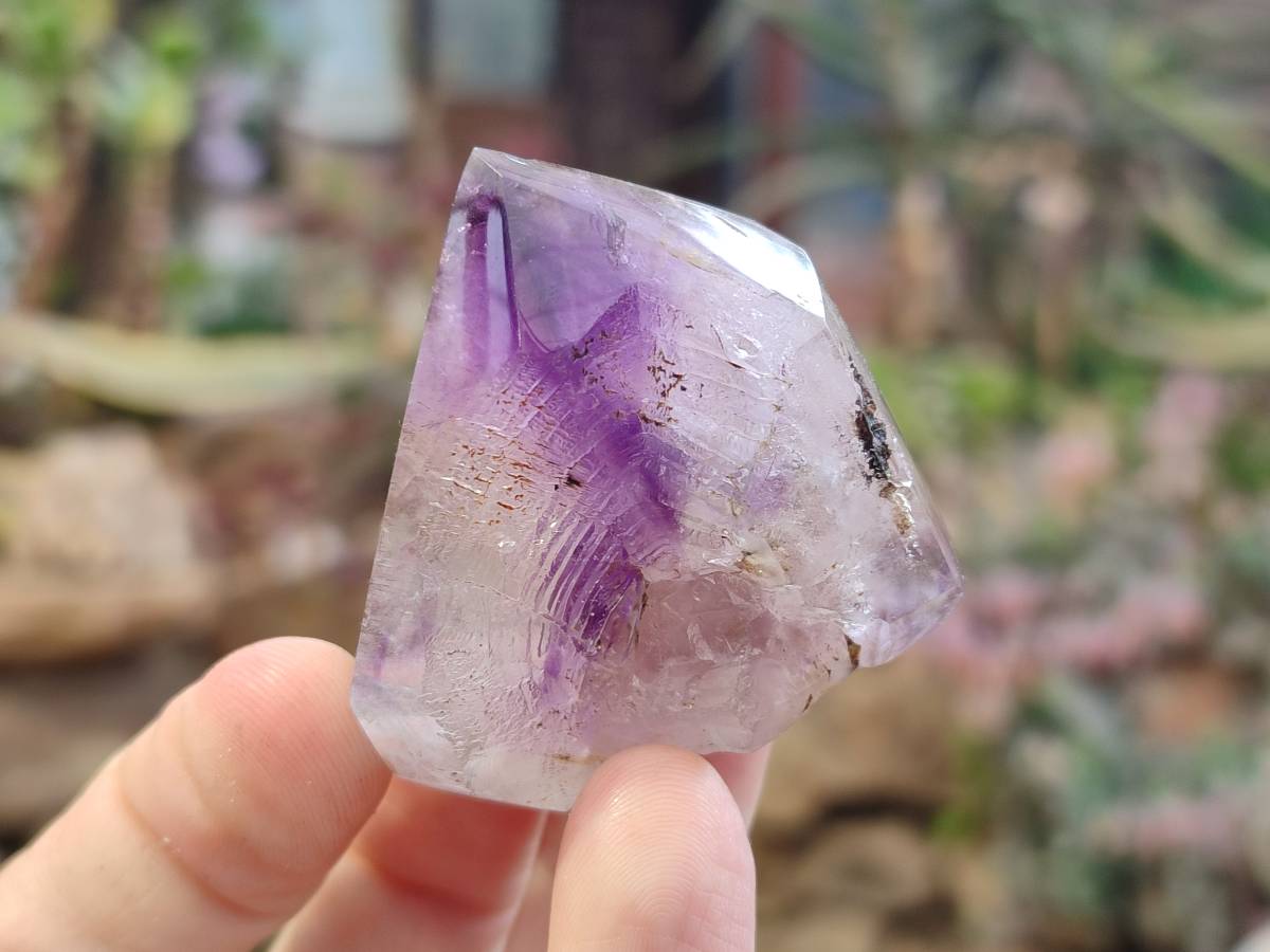 Polished Window Amethyst Crystals x 12 From Akansobe, Madagascar - Toprock Gemstones and Minerals 