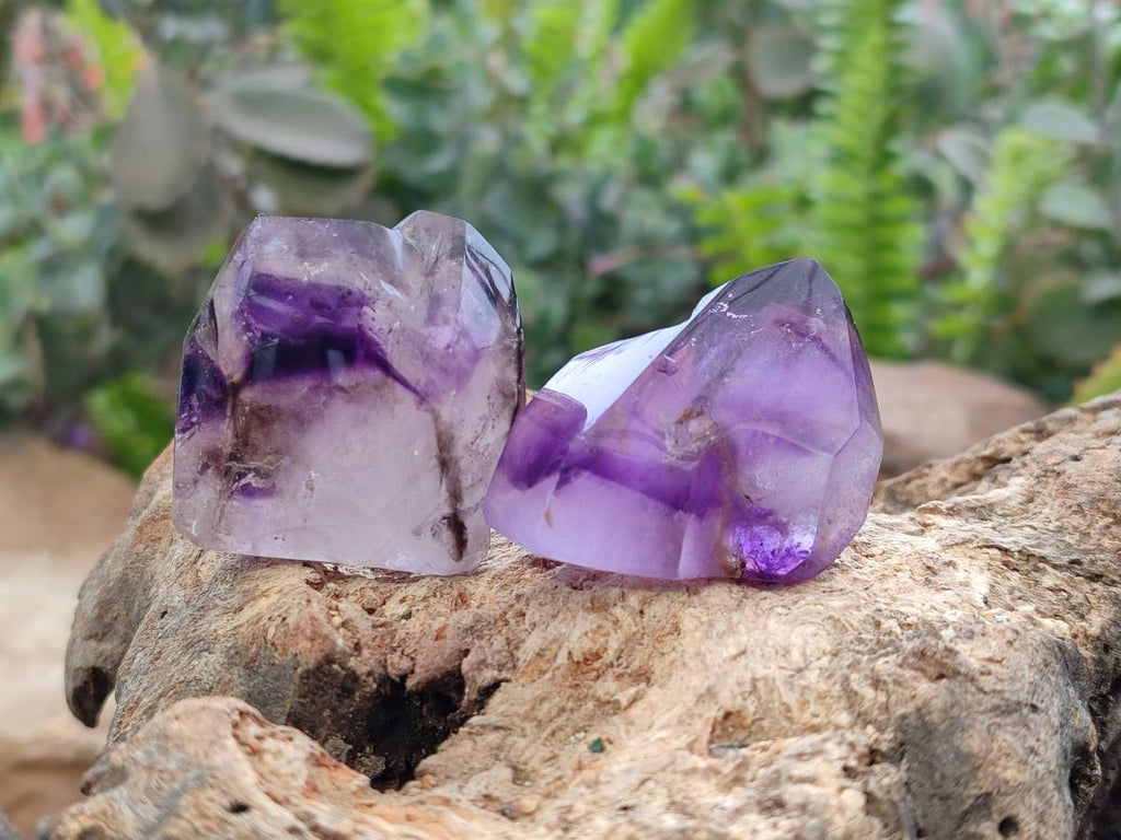 Polished Window Amethyst Crystals x 12 From Akansobe, Madagascar - Toprock Gemstones and Minerals 