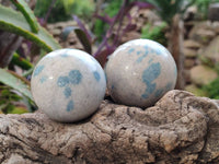 Polished Blue Spotted Spinel in Quartz Spheres x 6 From Madagascar