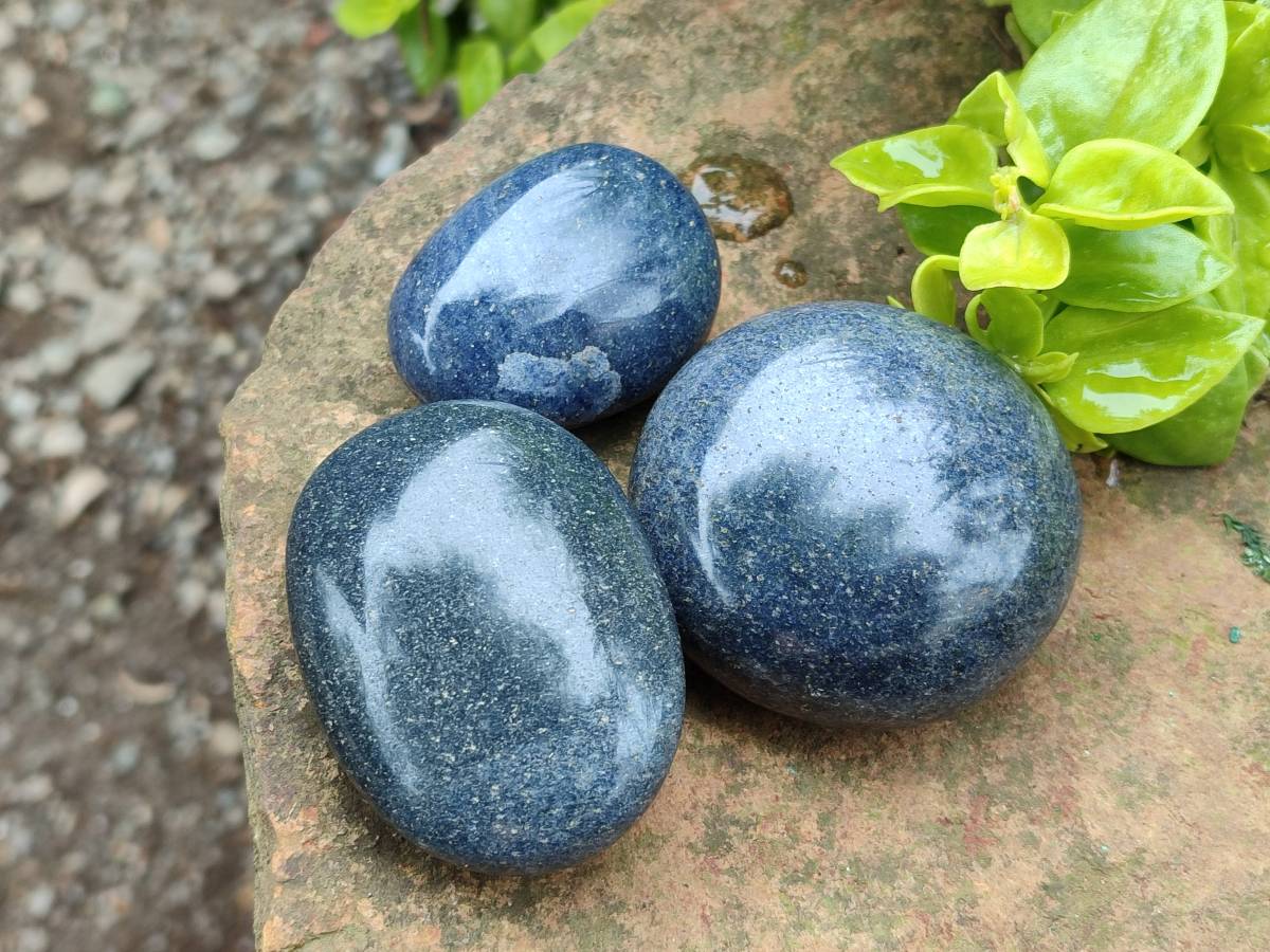 Polished Lazulite Galets x 12 From Madagascar - Toprock Gemstones and Minerals 
