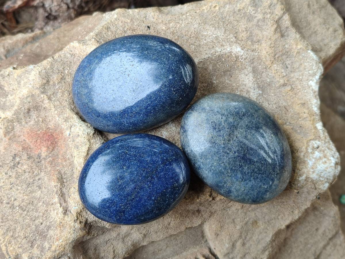 Polished Lazulite Galets x 12 From Madagascar - Toprock Gemstones and Minerals 
