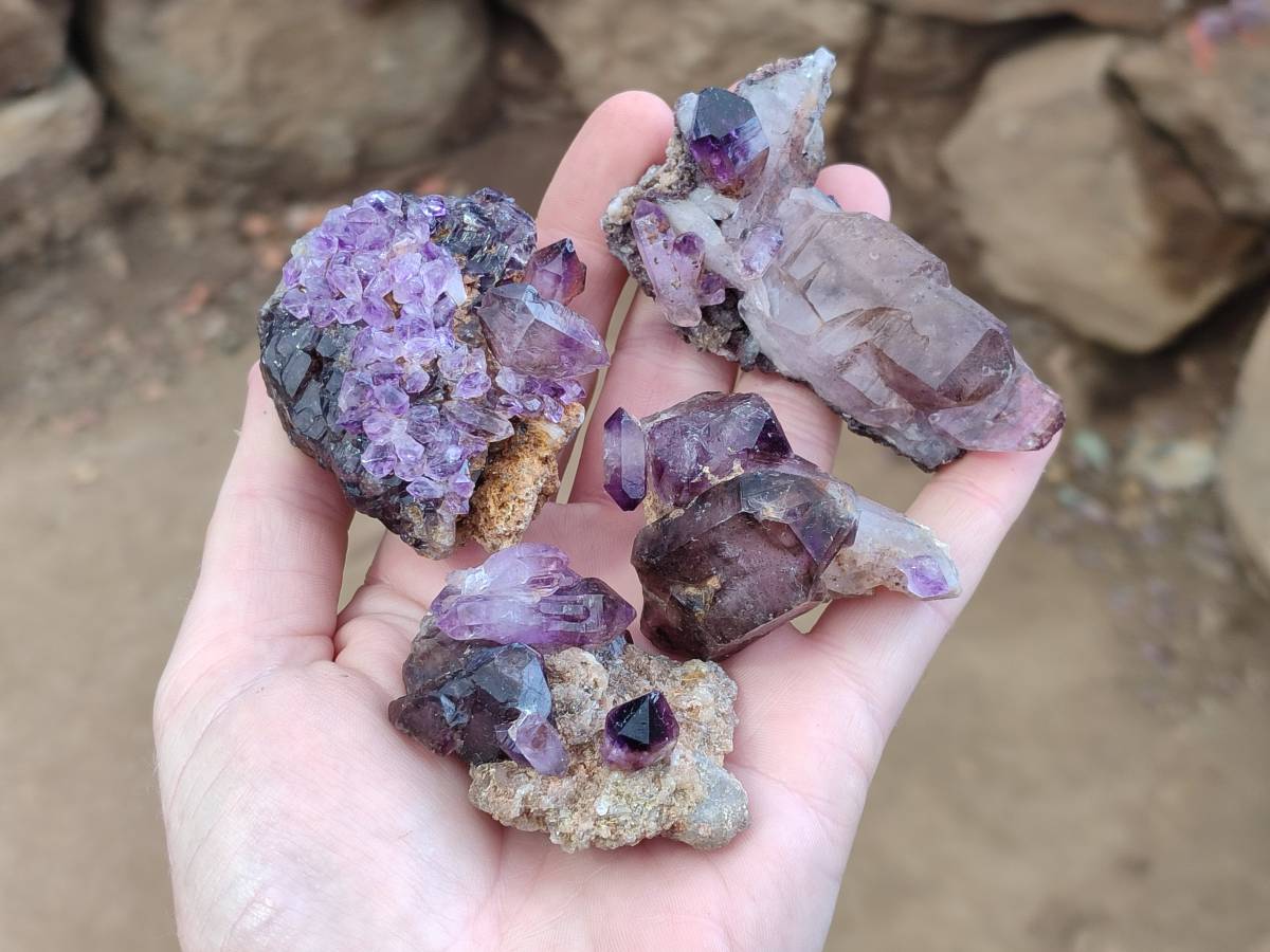Natural Window Amethyst Crystal Conglomerates x 12 From Chiredzi, Zimbabwe - Toprock Gemstones and Minerals 