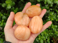 Polished Orange Twist Calcite Galets x 12 From Maevantanana, Madagascar