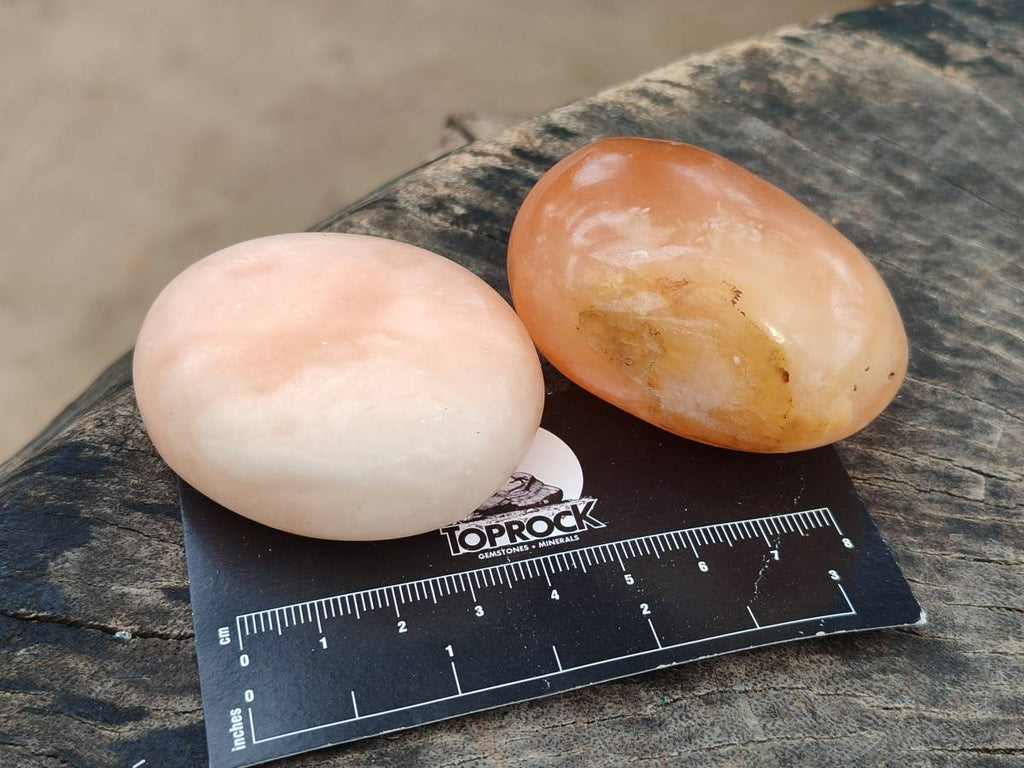 Polished Orange Twist Calcite Galets x 12 From Maevantanana, Madagascar - Toprock Gemstones and Minerals 