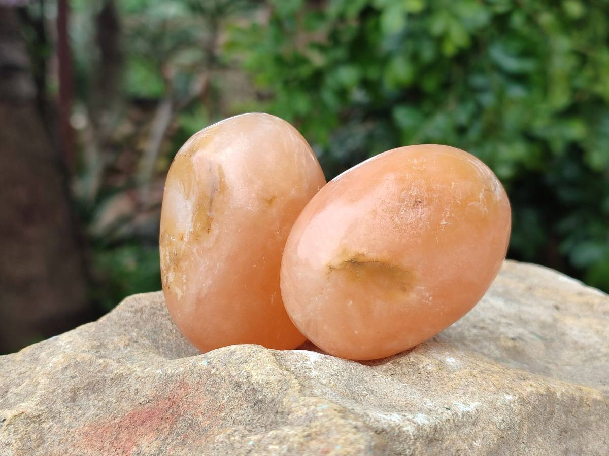 Polished Orange Twist Calcite Galets x 12 From Maevantanana, Madagascar - Toprock Gemstones and Minerals 