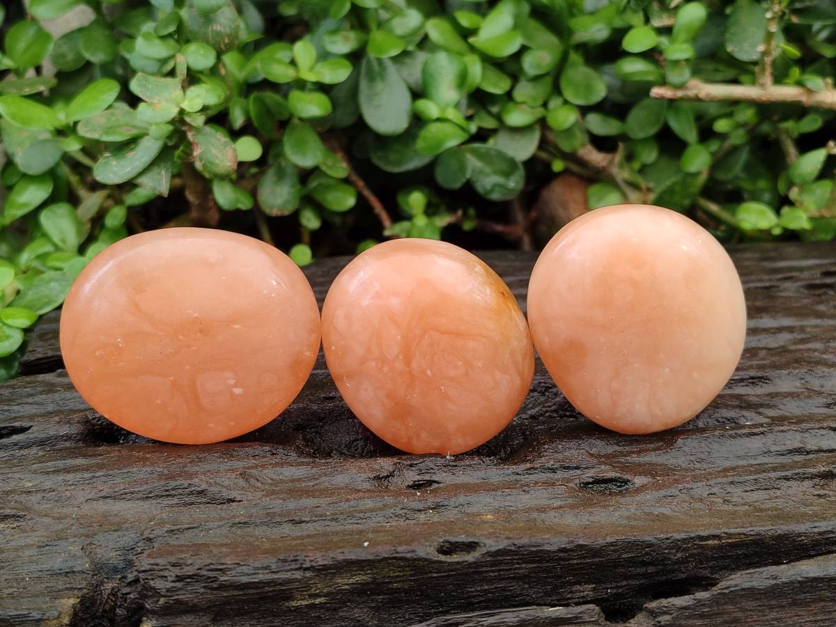 Polished Orange Twist Calcite Galets x 12 From Maevantanana, Madagascar - Toprock Gemstones and Minerals 