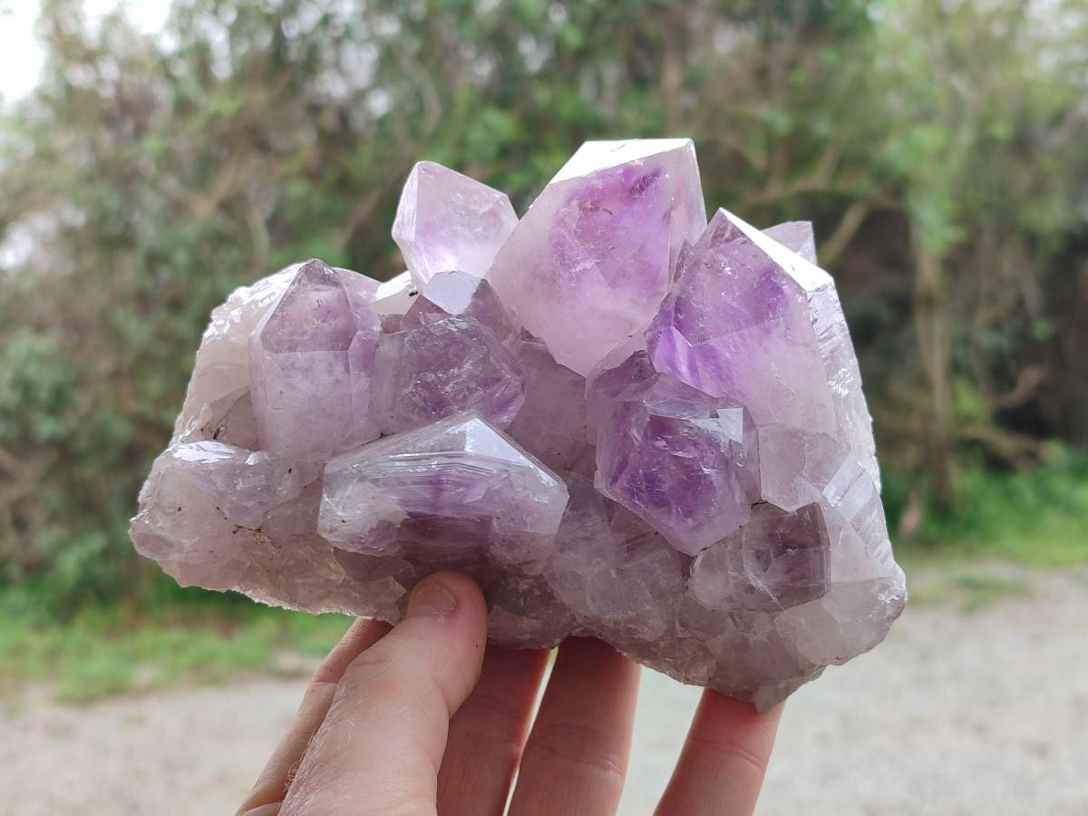 Natural Jacaranda Amethyst Quartz Crystal Clusters x 2 From Mumbwa, Zambia - Toprock Gemstones and Minerals 