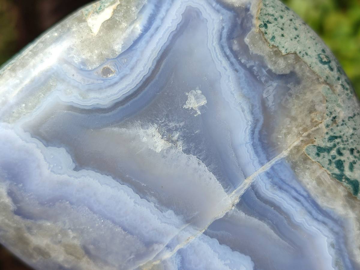 Polished Blue Lace Agate Standing Free Forms x 2 From Nsanje, Malawi - Toprock Gemstones and Minerals 