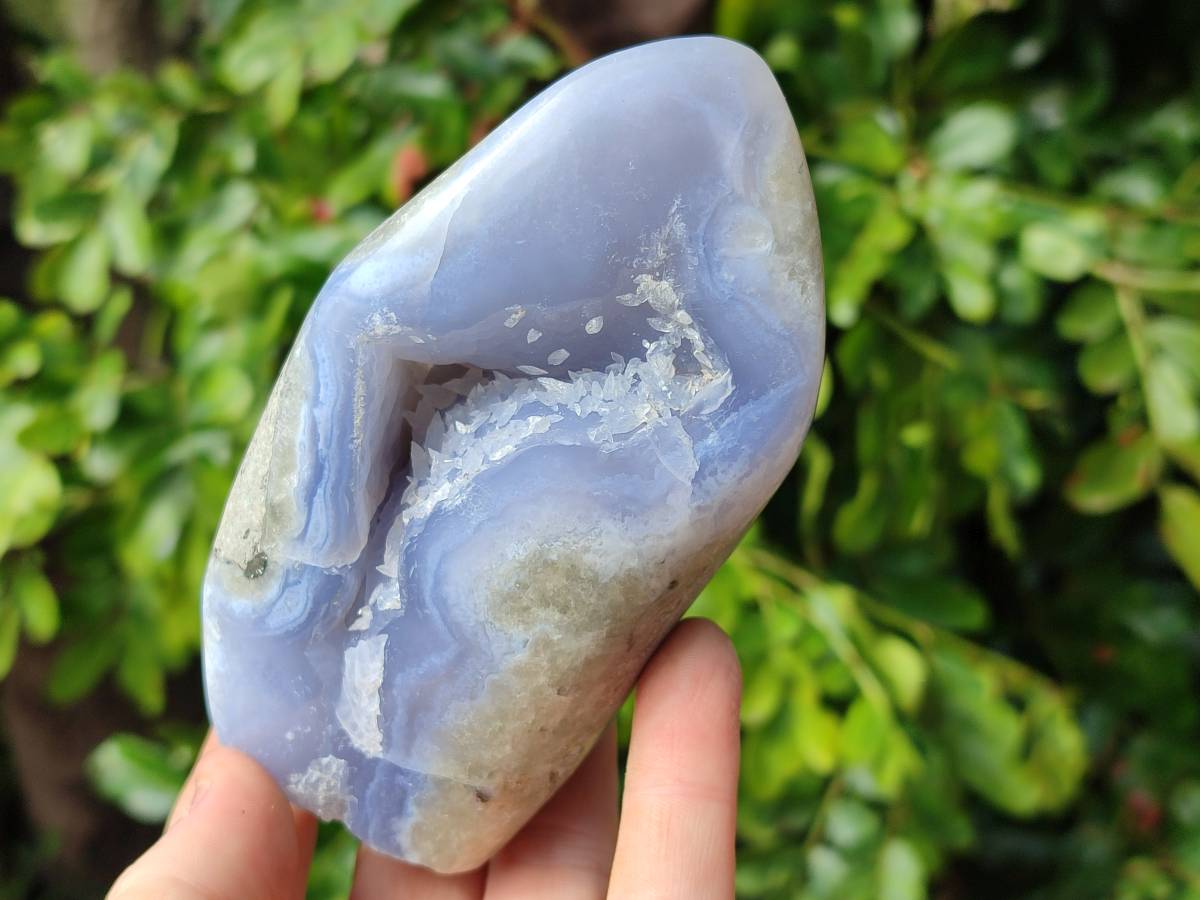 Polished Blue Lace Agate Standing Free Forms x 2 From Nsanje, Malawi - Toprock Gemstones and Minerals 