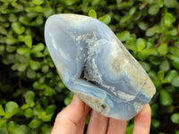 Polished Blue Lace Agate Standing Free Forms x 2 From Nsanje, Malawi