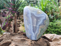 Polished Blue Lace Agate Standing Free Forms x 2 From Nsanje, Malawi