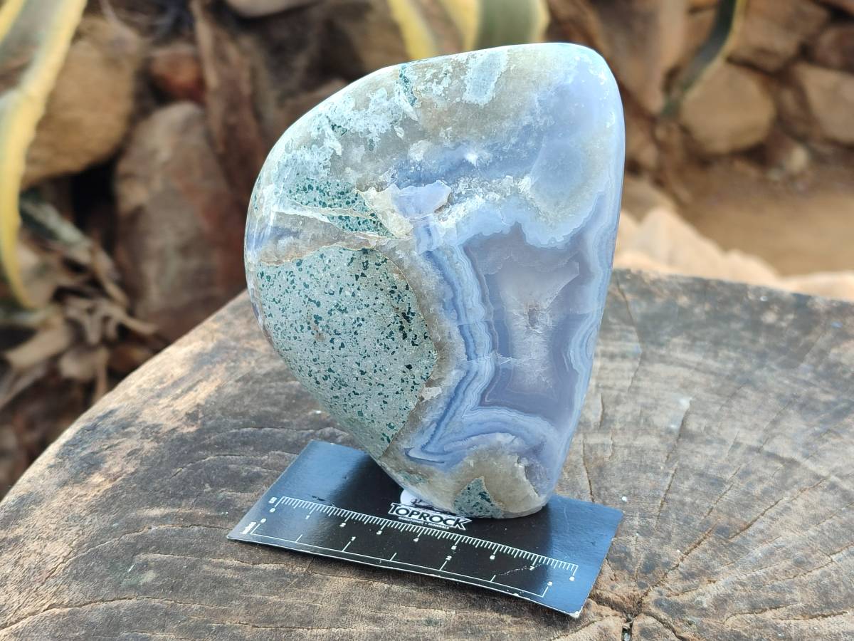 Polished Blue Lace Agate Standing Free Forms x 2 From Nsanje, Malawi - Toprock Gemstones and Minerals 
