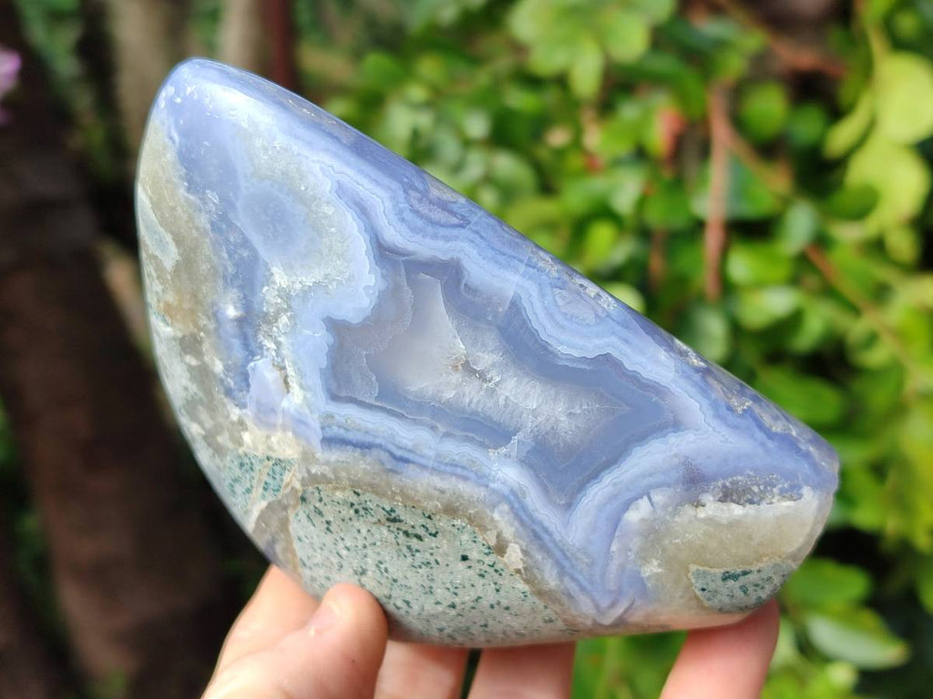 Polished Blue Lace Agate Standing Free Forms x 2 From Nsanje, Malawi - Toprock Gemstones and Minerals 