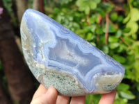 Polished Blue Lace Agate Standing Free Forms x 2 From Nsanje, Malawi