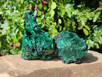 Natural Silky Malachite Specimens x 3 From Kasompe, Congo