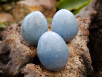 Polished Blue Calcite Eggs x 20 From Ihadilalana, Madagascar