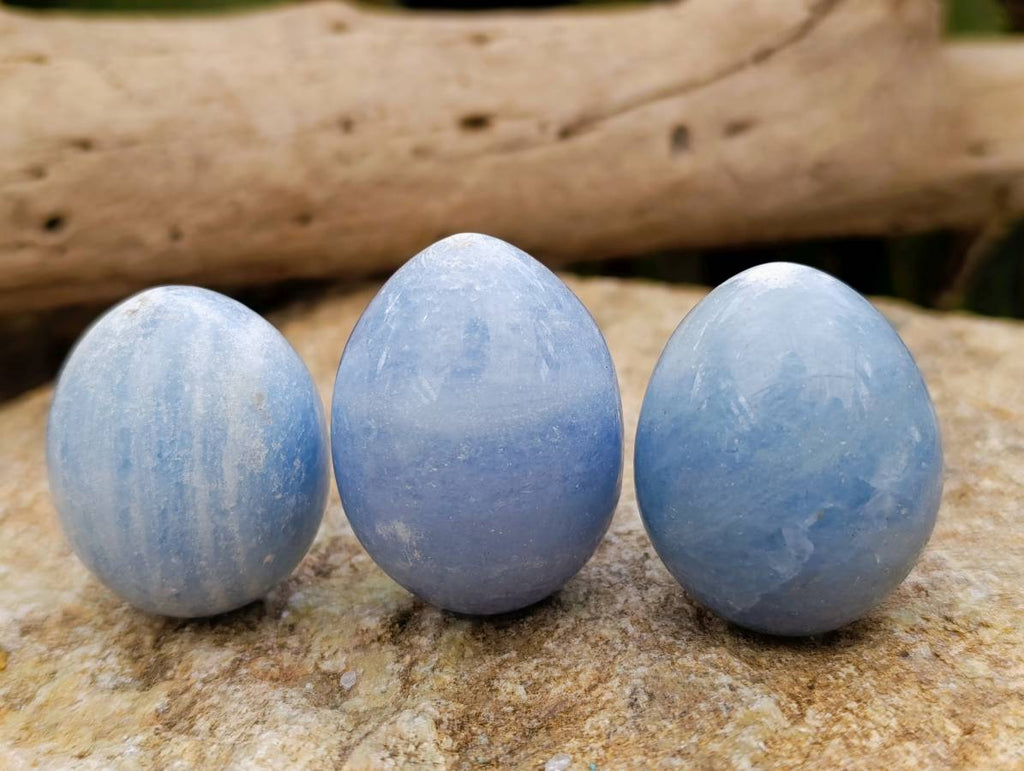 Polished Blue Calcite Eggs x 20 From Ihadilalana, Madagascar - Toprock Gemstones and Minerals 
