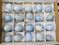 Polished Blue Calcite Eggs x 20 From Ihadilalana, Madagascar