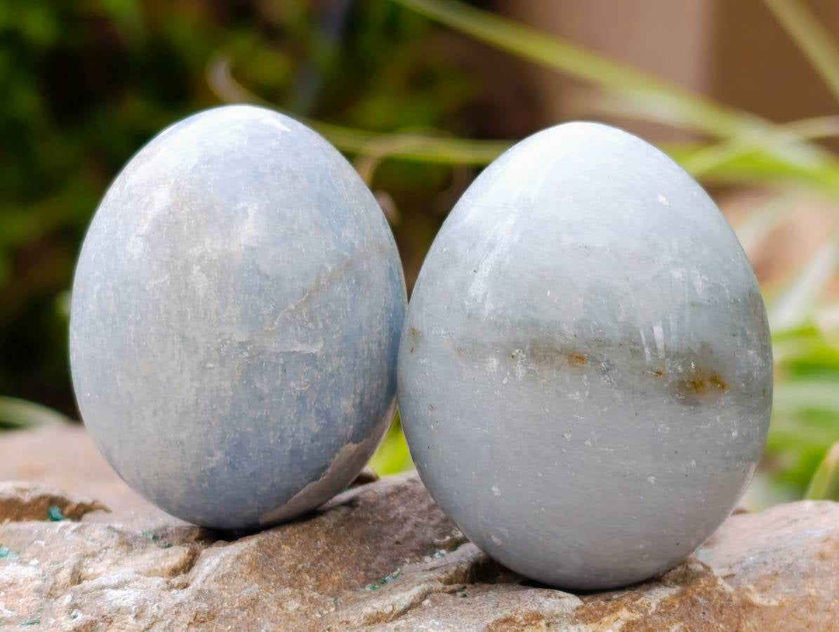 Polished Blue Calcite Eggs x 20 From Ihadilalana, Madagascar - Toprock Gemstones and Minerals 