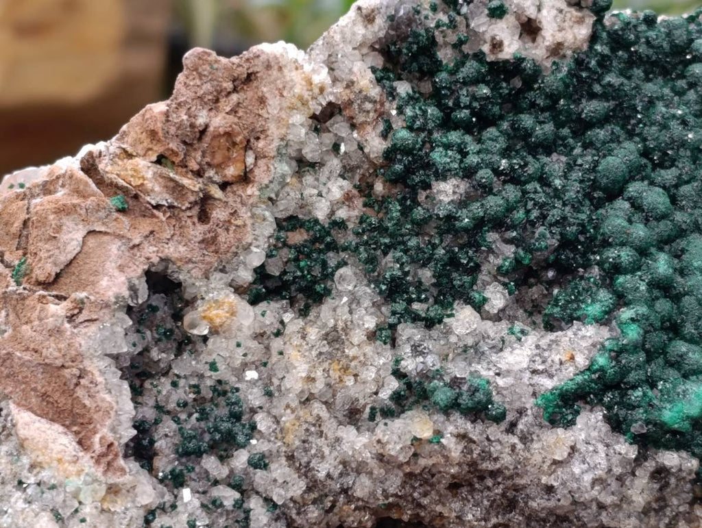 Natural Crystalline Ball Malachite and Quartz On Dolomite Matrix Specimen x 1 From Kambove, Congo - Toprock Gemstones and Minerals 