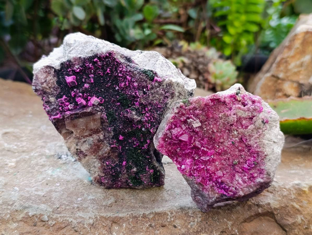 Natural Salrose Cobaltion Dolomite with Malachite Specimens x 6 From Kakanda, Congo - Toprock Gemstones and Minerals 
