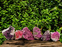 Natural Salrose Cobaltion Dolomite with Malachite Specimens x 6 From Kakanda, Congo