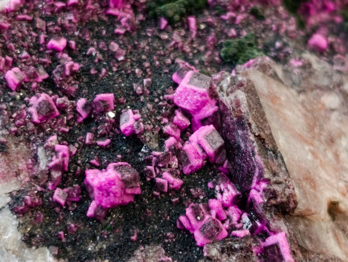 Natural Salrose Cobaltion Dolomite with Malachite Specimens x 6 From Kakanda, Congo - Toprock Gemstones and Minerals 