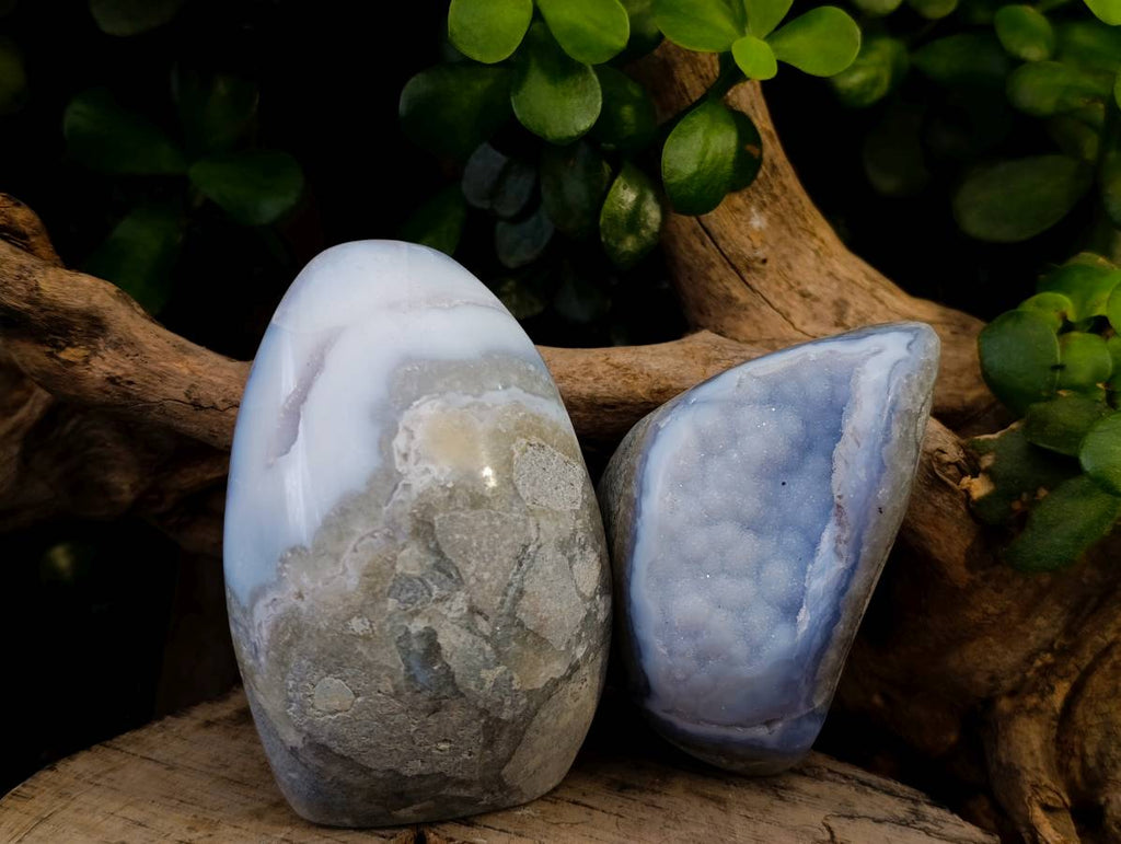 Polished Blue Lace Agate Standing Free Forms x 6 From Nsanje, Malawi - Toprock Gemstones and Minerals 