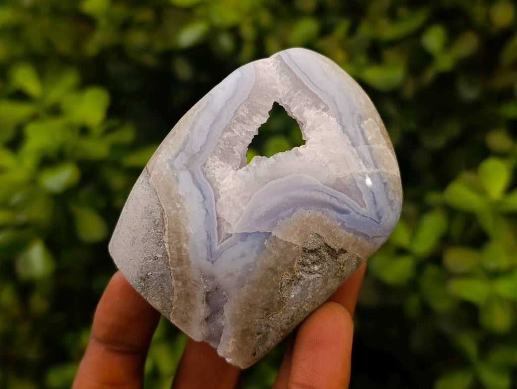 Polished Blue Lace Agate Standing Free Forms x 6 From Nsanje, Malawi - Toprock Gemstones and Minerals 