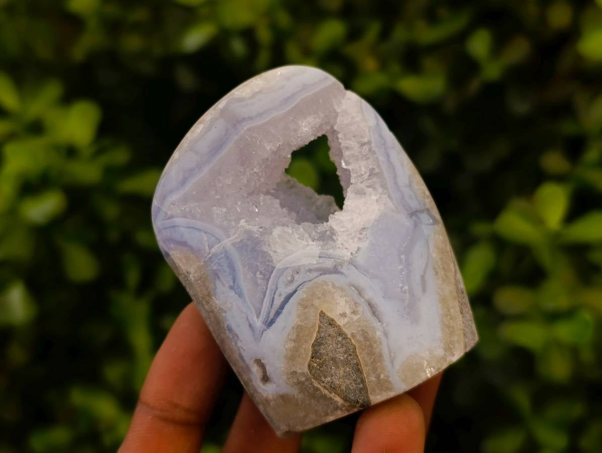 Polished Blue Lace Agate Standing Free Forms x 6 From Nsanje, Malawi - Toprock Gemstones and Minerals 