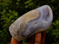 Polished Blue Lace Agate Standing Free Forms x 6 From Nsanje, Malawi
