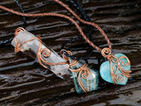 Hand Made Mixed Stone Copper Wire Wrapped Pendants x 6 From Southern Africa