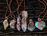 Hand Made Mixed Stone Copper Wire Wrapped Pendants x 6 From Southern Africa