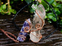 Hand Made Mixed Stone Copper Wire Wrapped Pendants x 6 From Southern Africa