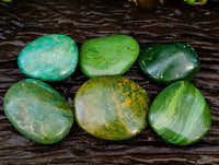 Polished Verdite Palm Stones x 6 From Zimbabwe