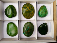 Polished Verdite Palm Stones x 6 From Zimbabwe