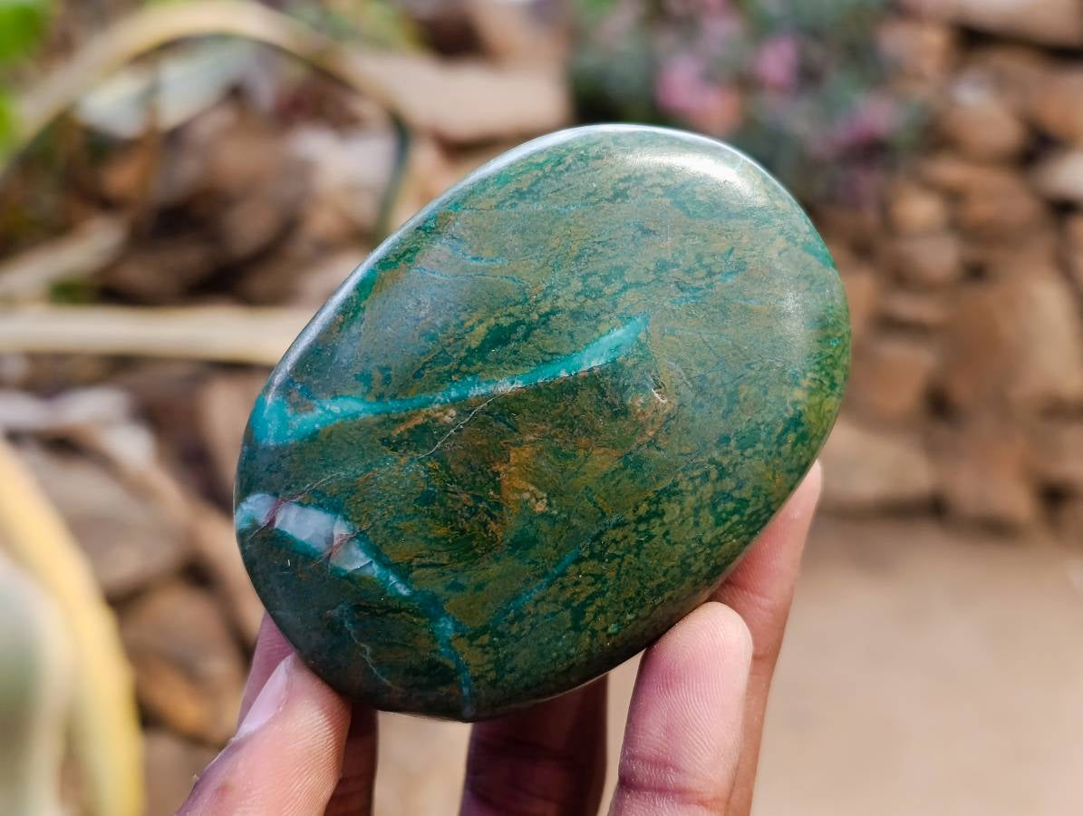 Polished Verdite Palm Stones x 6 From Zimbabwe - Toprock Gemstones and Minerals 