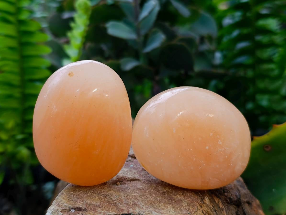 Polished Orange Twist Calcite Galets x 12 From Maevantanana, Madagascar - Toprock Gemstones and Minerals 